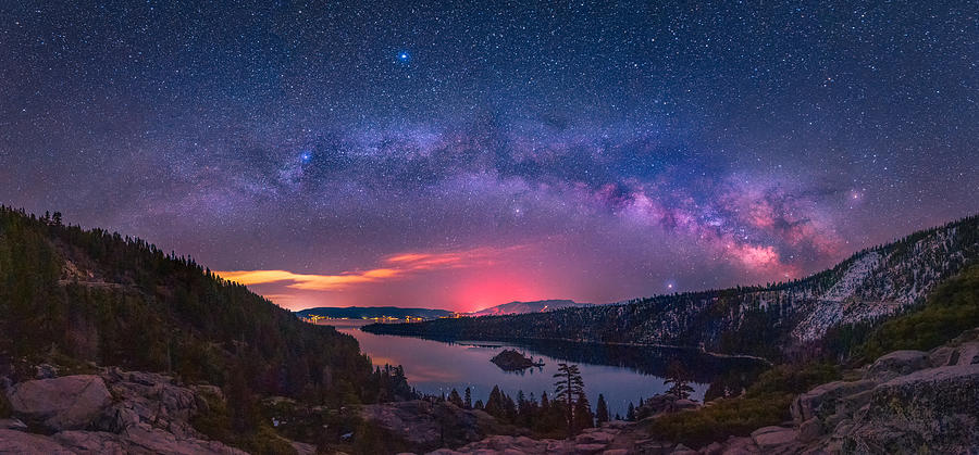 Night Photograph - A Bridge To The Starry Skies by Sophia Li