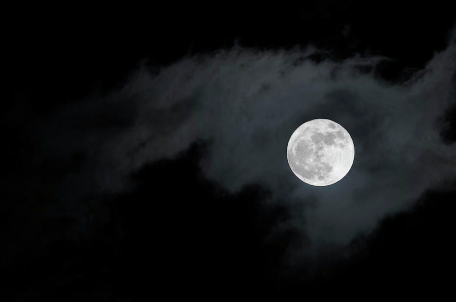 A Bright Full Moon Illuminating A Photograph by Bettinaritter