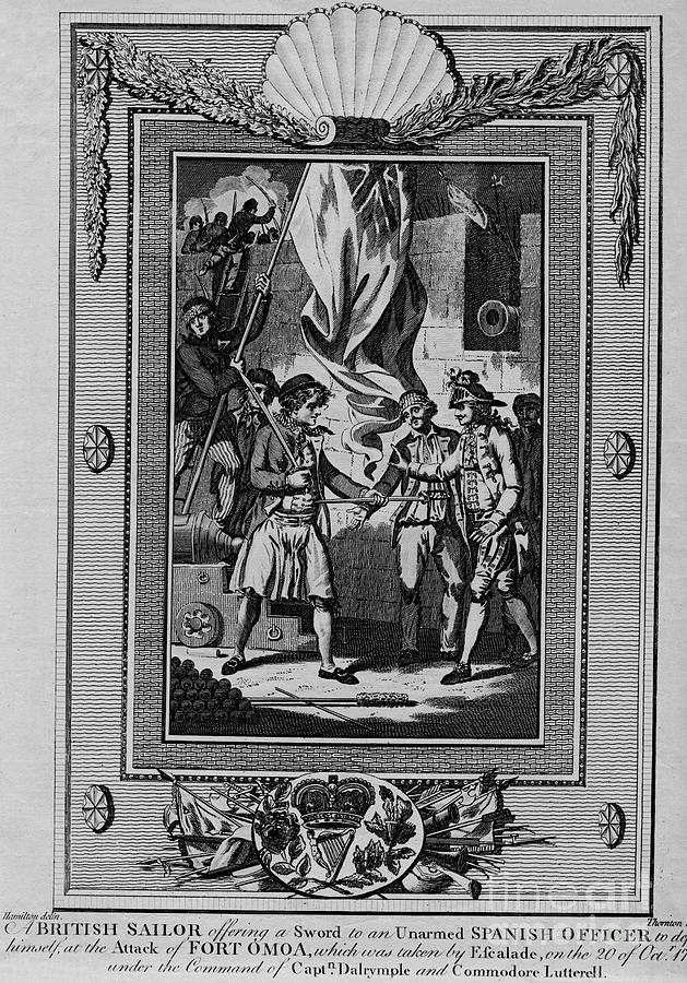 A British Sailor Offering A Sword To An Drawing by Print Collector