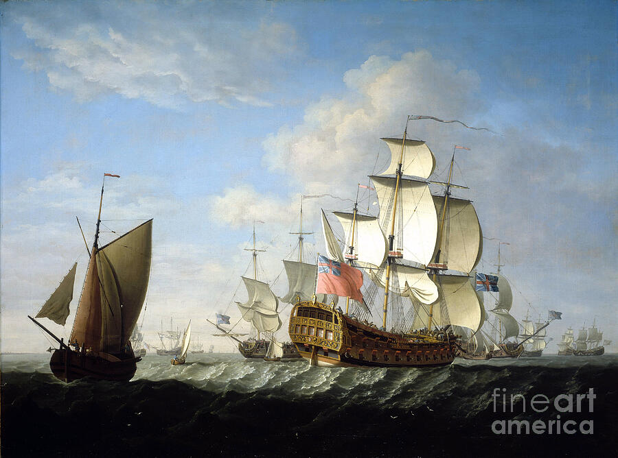 A British Squadron Of The Royal Navy At Sea Painting by Francis Swaine