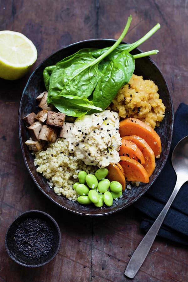 sweet potato edamame bowl