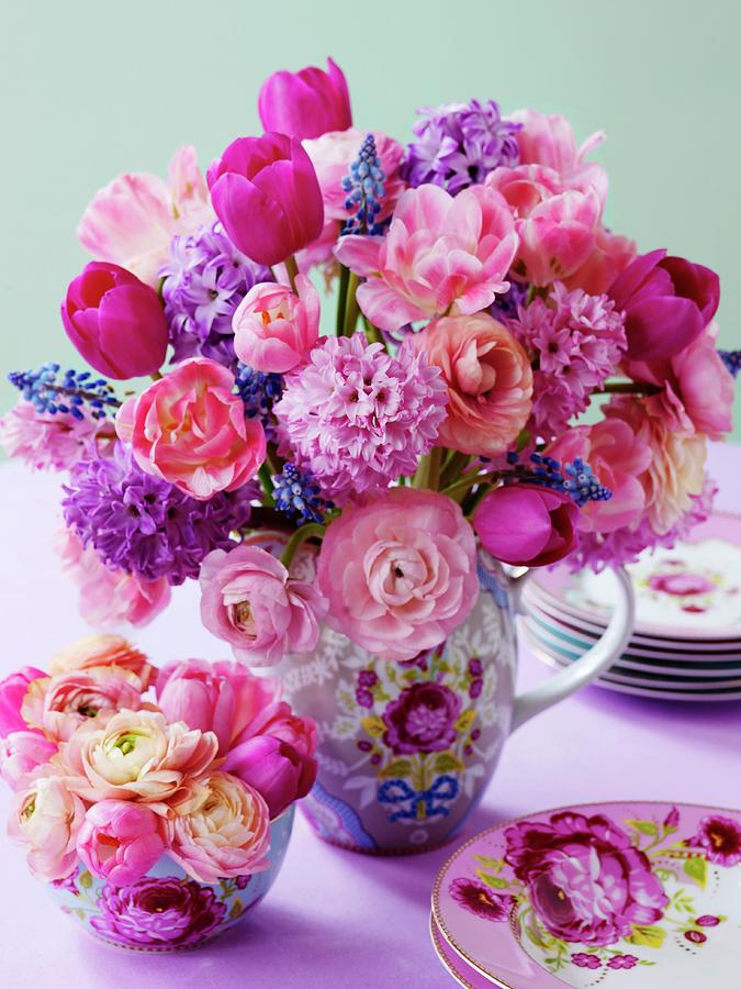 A Bunch Of Flowers In Various Shades Of Pink Photograph by Michael Paul