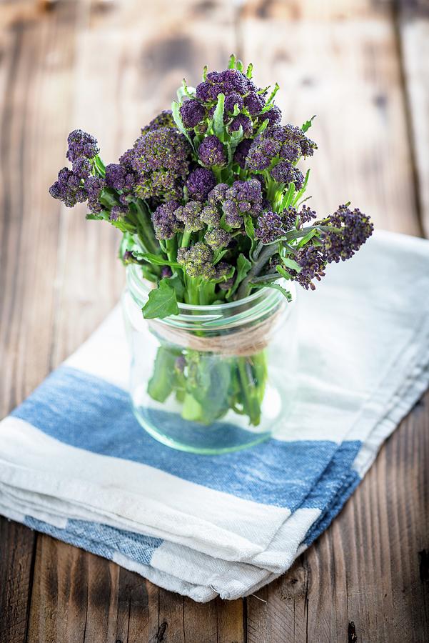 A Bundle Of Purple Sprouting Broccoli In A Jar Photograph by Nitin Kapoor