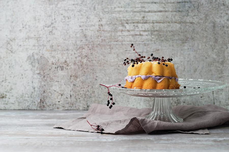 A Bundt Cake With A Elderberry Cream Filling Photograph by Mandy Reschke