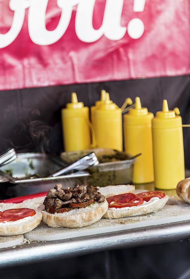 A Burger With Ketchup At A Fast Food Stand Photograph by Adel Bekefi