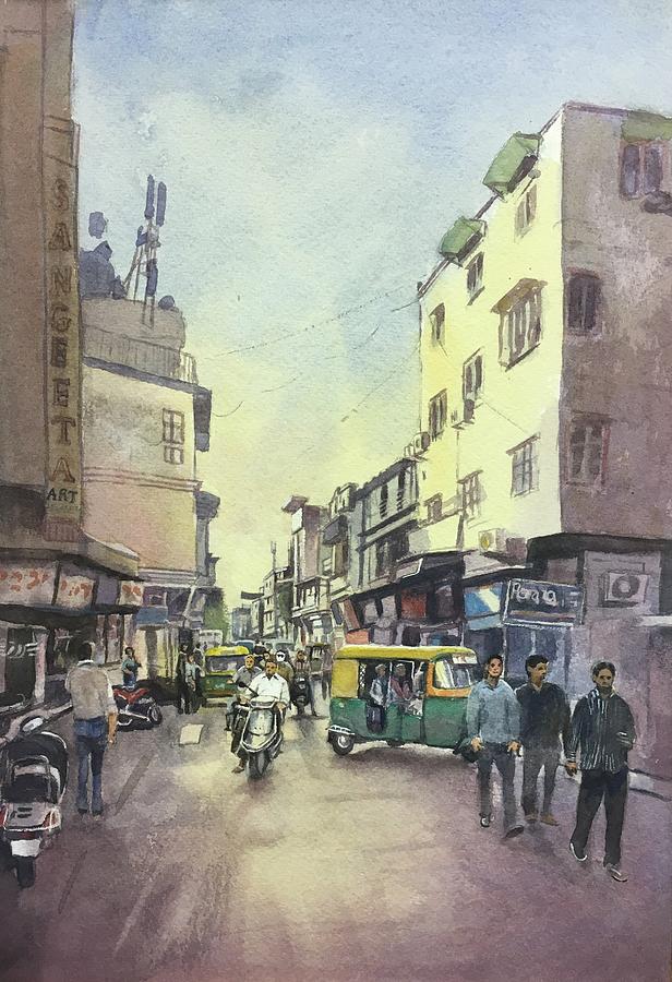 A Busy Street in Ahmedabad, India Painting by Graham Timbrell Fine