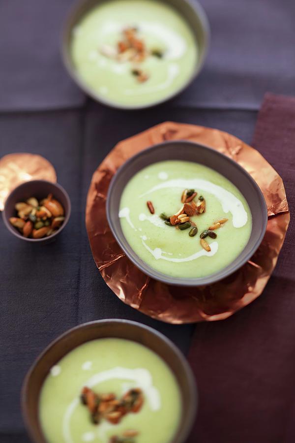 A Cabbage Dish For The Winter: Cream Of Savoy Cabbage Soup With Nuts Photograph by Grossmann.schuerle Jalag