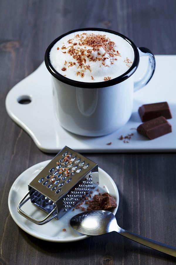 A Cafe Latte With Milk Foam And Grated Chocolate With A Mini Grater Photograph by Taube, Franziska