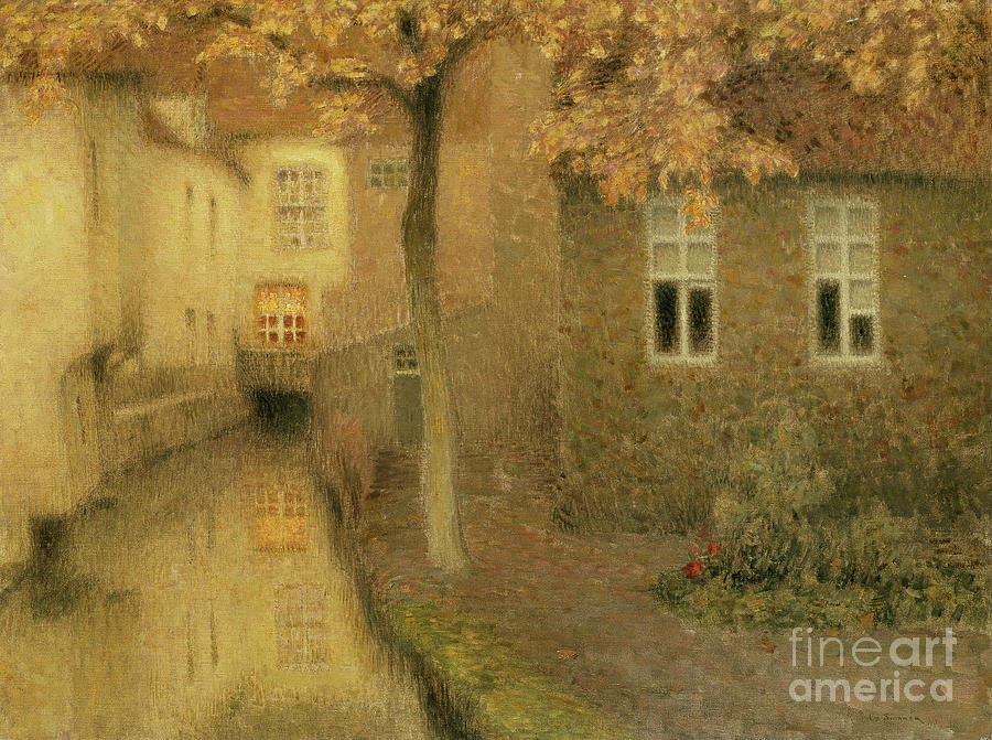 A Canal In Bruges At Dusk, Circa 1898 Painting by Henri Le Sidaner