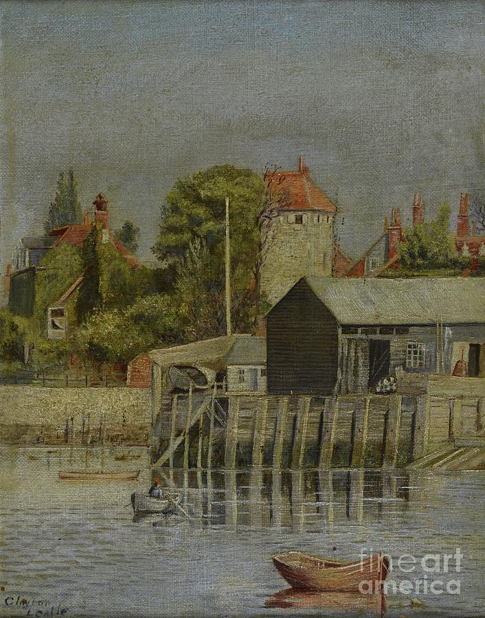 Boat Painting - A Canal Side With Boatyard, 1884 by Leslie Clayton