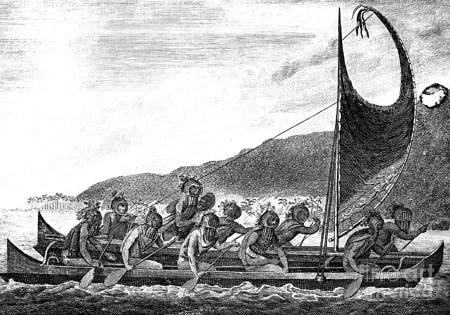 A Canoe Of The Sandwich Islands, Late Drawing by Print Collector