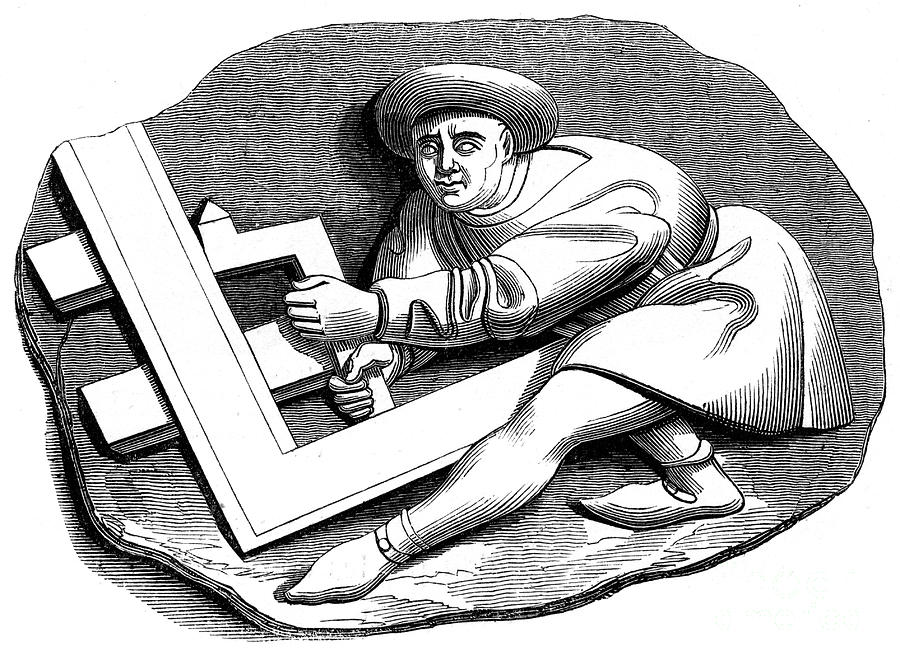 A Carpenters Apprentice Working Drawing by Print Collector