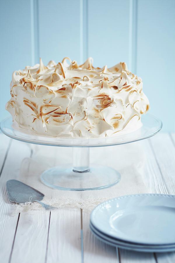 A Celebration Cake Topped With Meringue Photograph by Charlotte Tolhurst