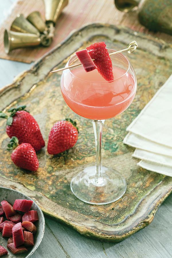 A Champagne Cocktail With Rhubarb And Strawberries Photograph by Cindy Haigwood