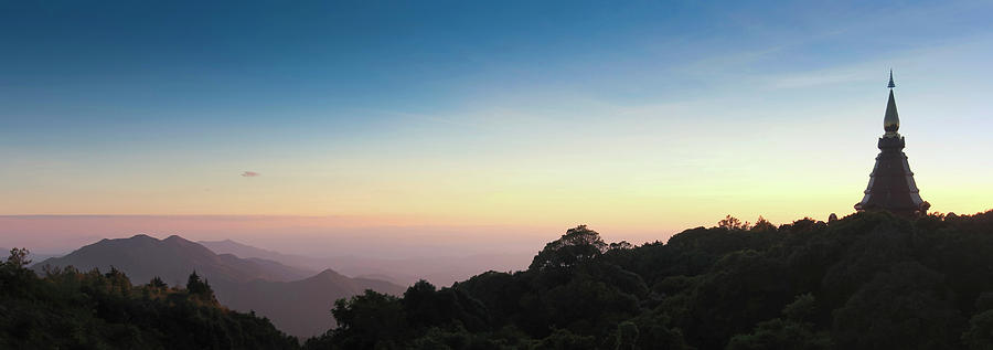 Mountain Photograph - A Chedi Monument Atop Doi Inthanon Near Chiang Mai, Thailand, at by Derrick Neill