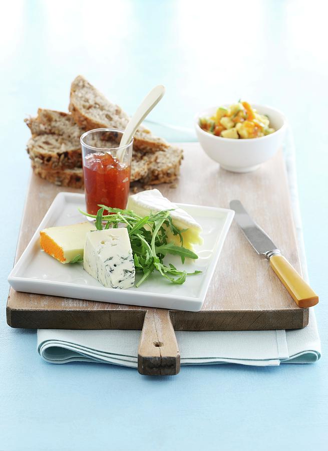 A Cheese Platter With Chutney And Nut Bread Photograph by Sven ...