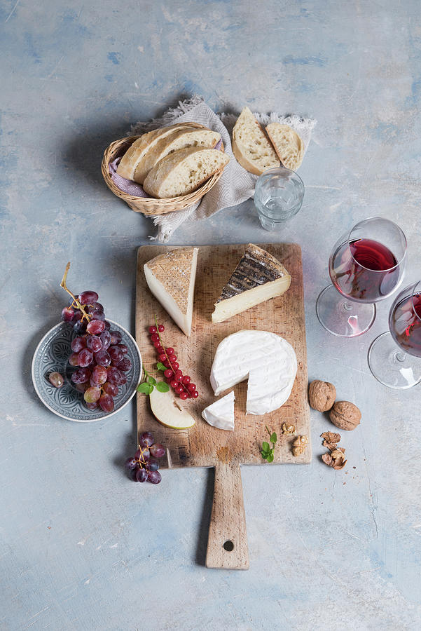 A Cheese Selection With Red Wine Photograph by Angelika Grossmann