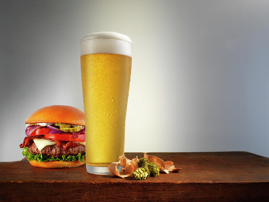 A Cheeseburger And A Glass Of Beer Photograph by Jim Scherer