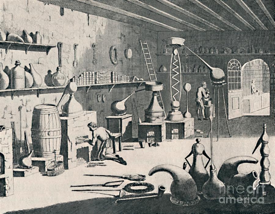 A Chemical Laboratory In 1747 1747 Drawing by Print Collector