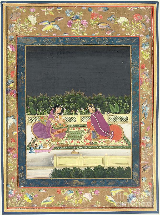 Chess Painting - A Chess Game, Mughal India, Second Half Of The 18th Century by Indian School