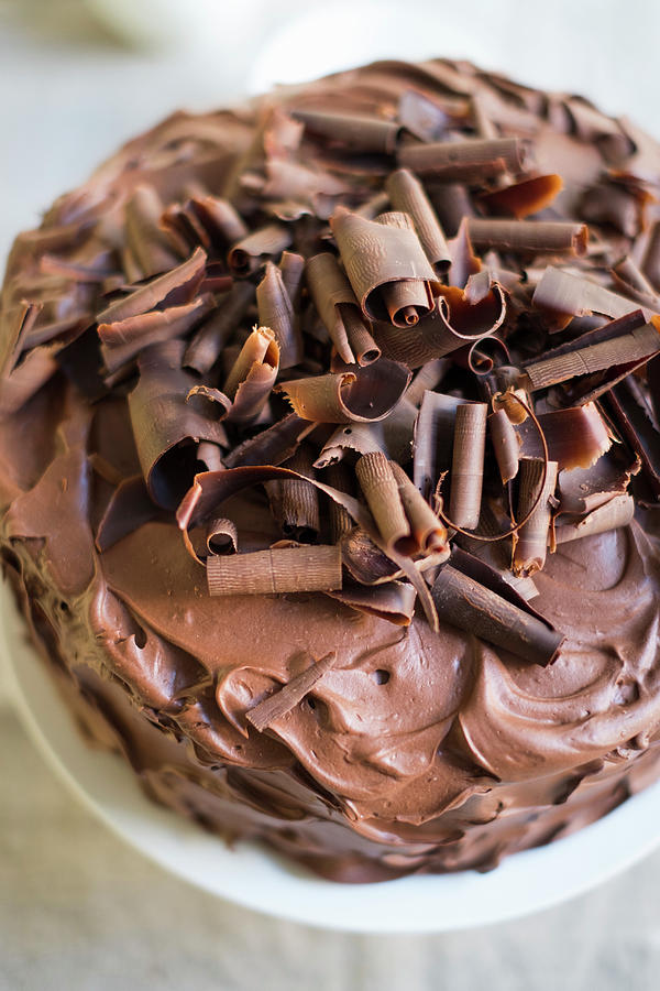 A Chocolate Cream Cake top View Photograph by Eising Studio
