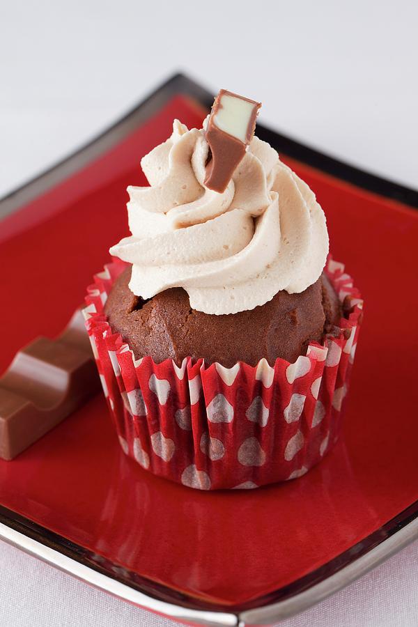 A Chocolate Cupcake And Chocolate Bar Photograph by Lydie Besancon