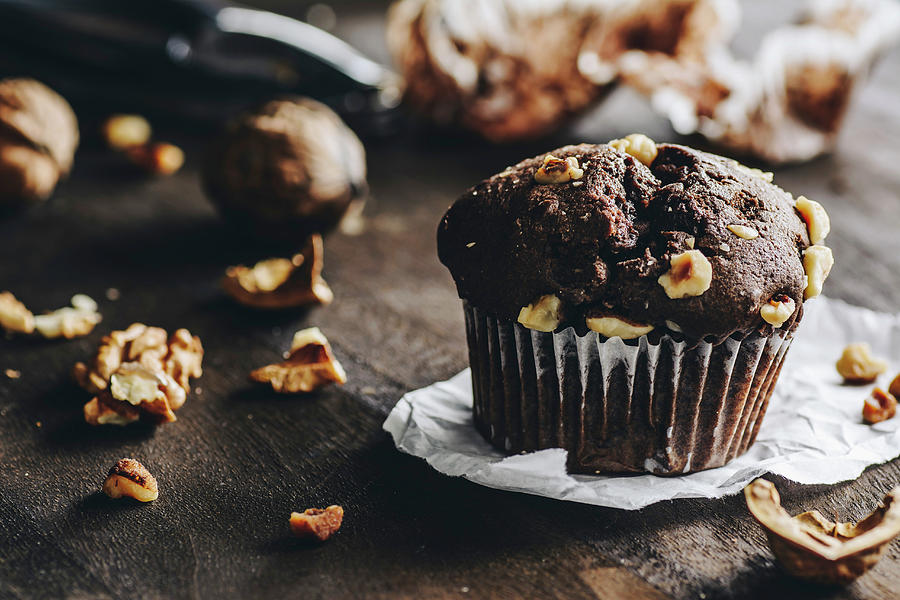 A Chocolate Muffin With Walnuts Photograph by Mateusz Siuta