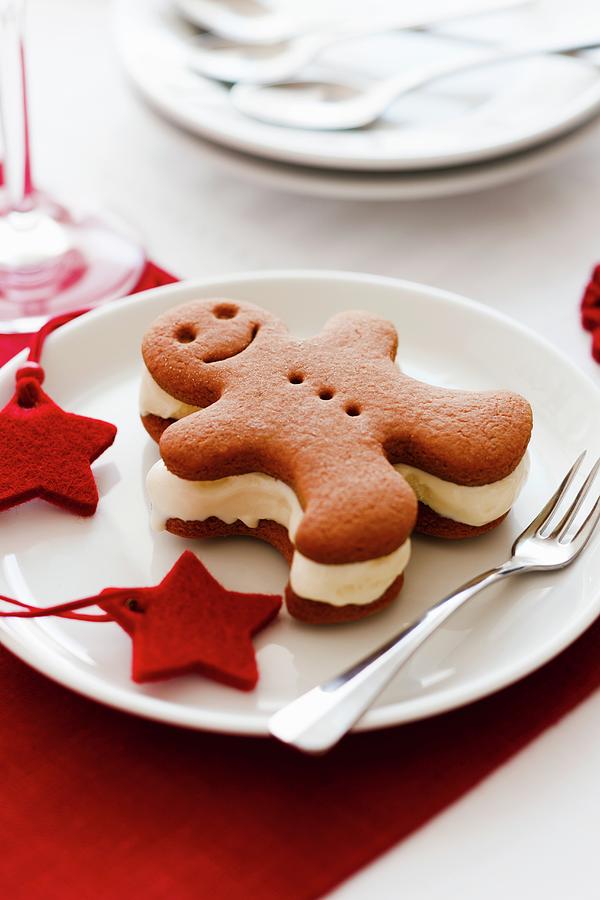 A Christmas Gingerbread Man Ice Cream Sandwich Photograph by Andrew Young