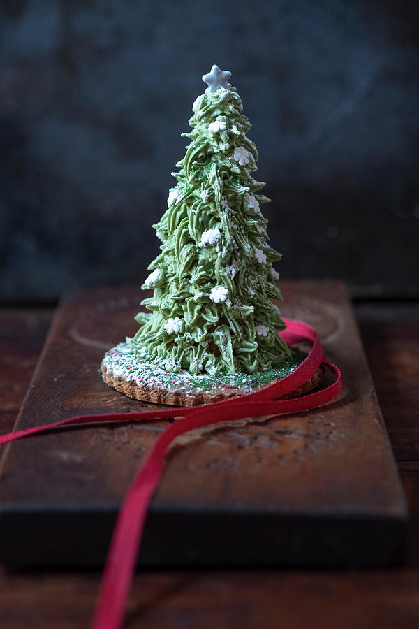A Christmas Tree Cake Made From Honey Cake And Decorated With Butter Cream Photograph by Eising Studio