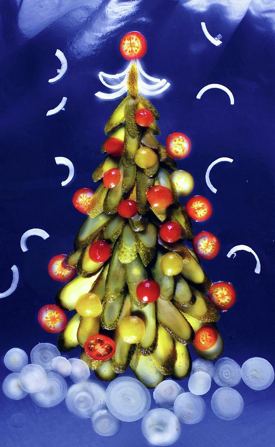 A Christmas Tree Made From Gherkins, Cherry Tomatoes And Onions Photograph by Jan Prerovsky