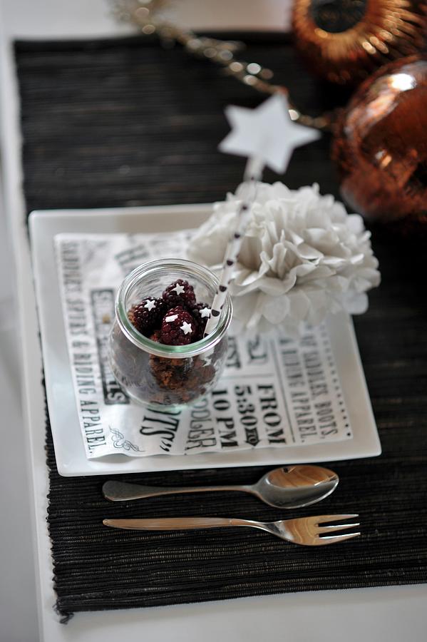 A Christmassy Place Setting With Floral Decoration And Christmas Tree Baubles Photograph by Alexandra Feitsch
