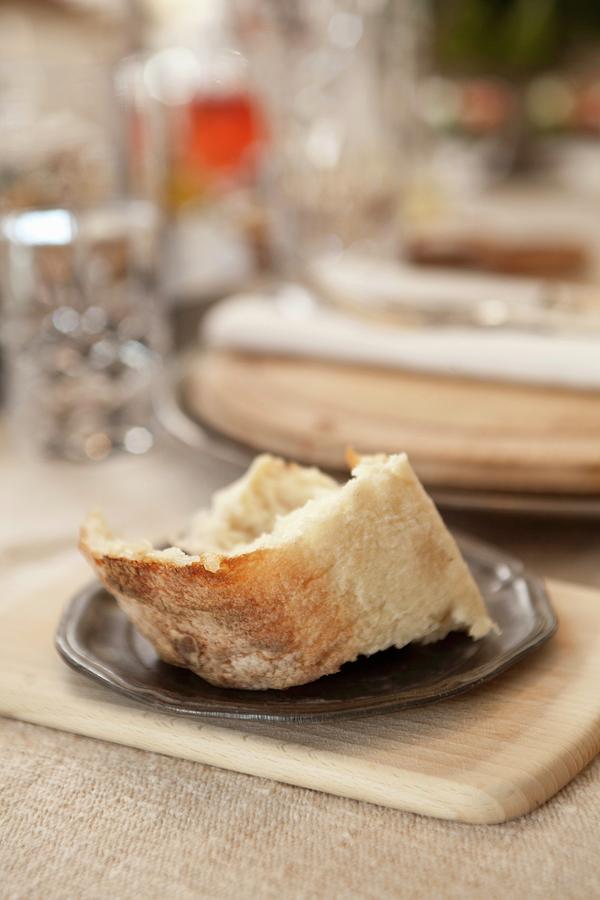 A Chunk Of White Bread On A Pewter Plate Photograph by Great Stock!