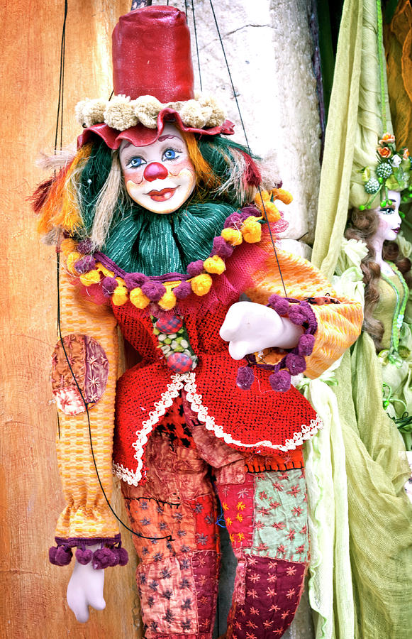 A clown puppet in Santorini Photograph by Usha Peddamatham