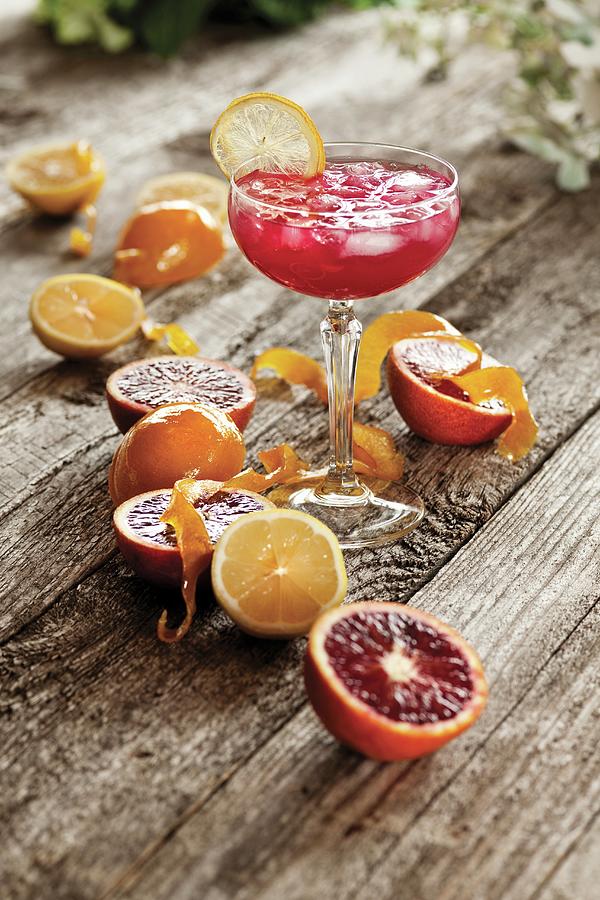 A Cocktail With Vodka, Blood Oranges And Lemons Photograph by Cindy Haigwood