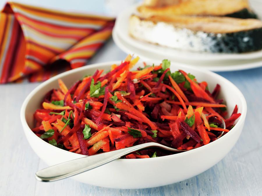 A Colourful Carrot Salad With Parsley Photograph by Frank Adam