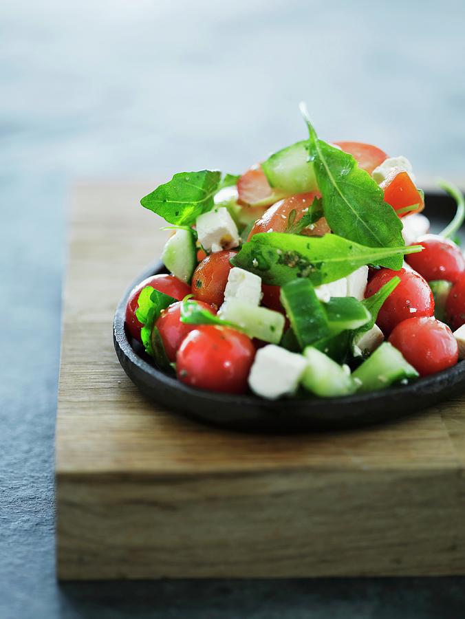 A Colourful Vegetable Salad With Feta Cheese Photograph by Mikkel Adsbl