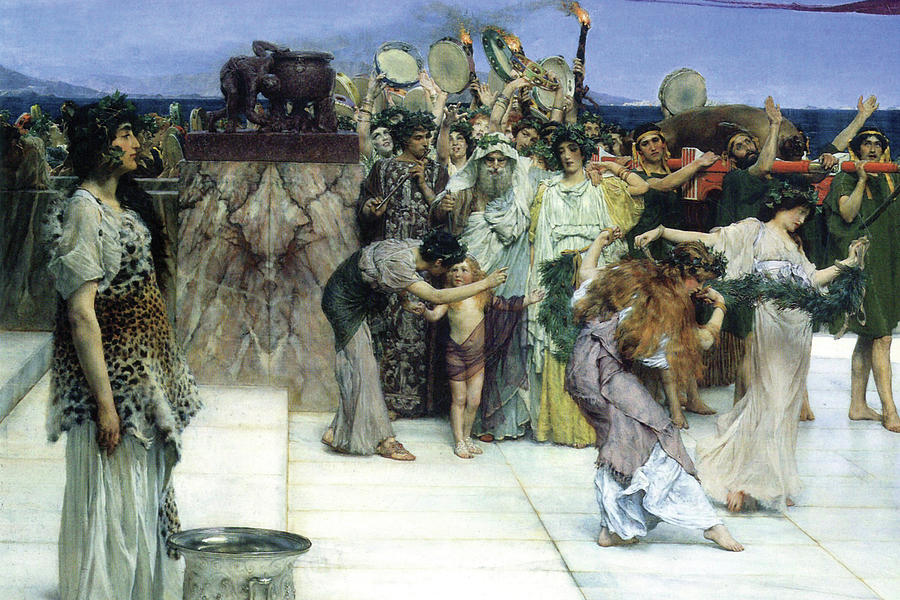 A Consecration of Bacchus, detail [1] Painting by Alma-Tadema
