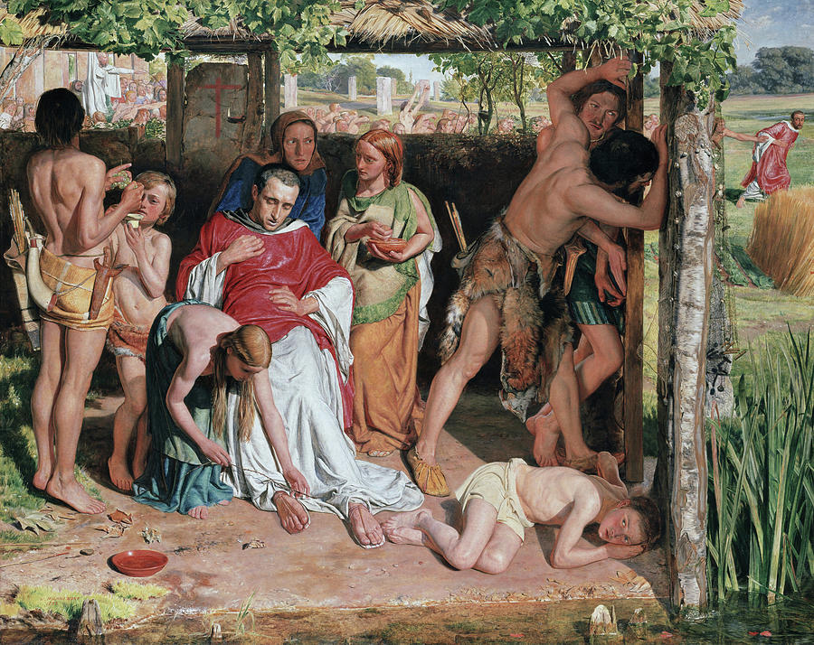 William Holman Hunt Painting - A converted British Family sheltering a Christian Missionary by William Holman Hunt