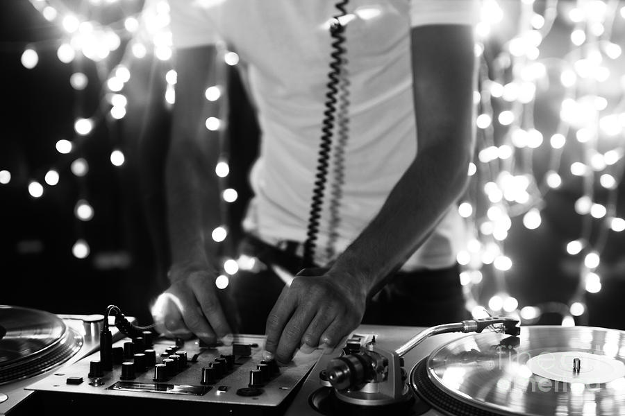 Play Photograph - A Cool Male Dj On The Turntables by Dubassy Play Photograph - A Cool Male Dj On The Turntables by Dubassy