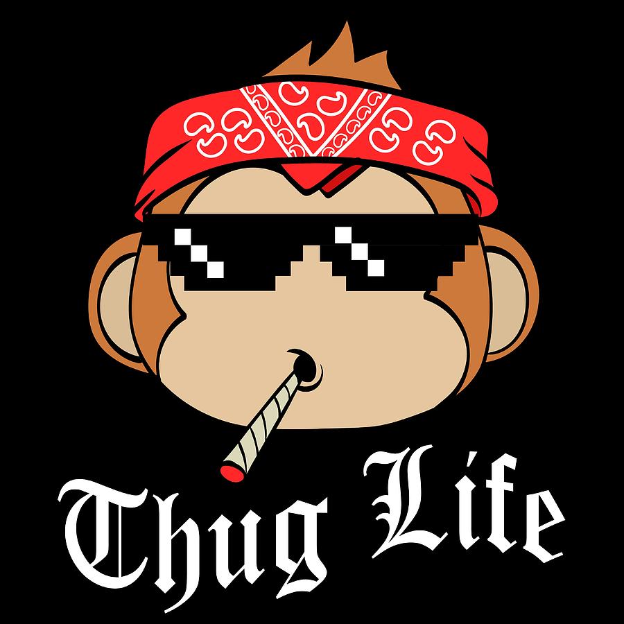 A Cool Thug Life Tee For Gangster Monkey Thug Life Tshirt Design Scarf ...