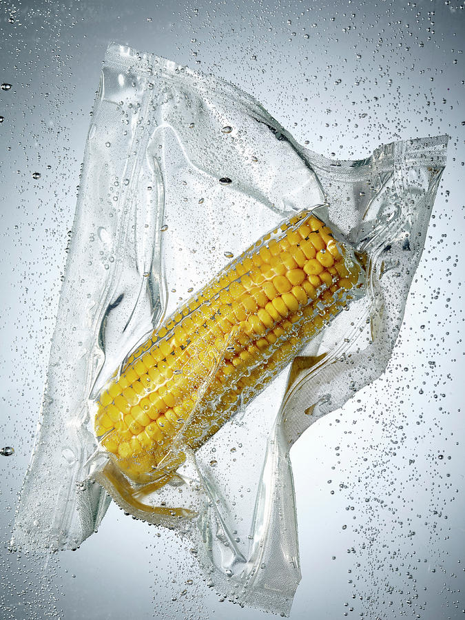 Vegetable Photograph - A Corn Cob In A Sous Vide Bag by Maximilian Carlo Schmidt