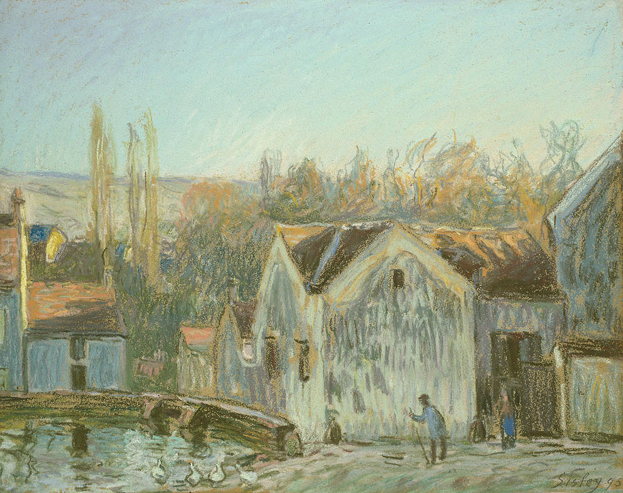A Corner of Moret-sur-Loing Pastel by Alfred Sisley