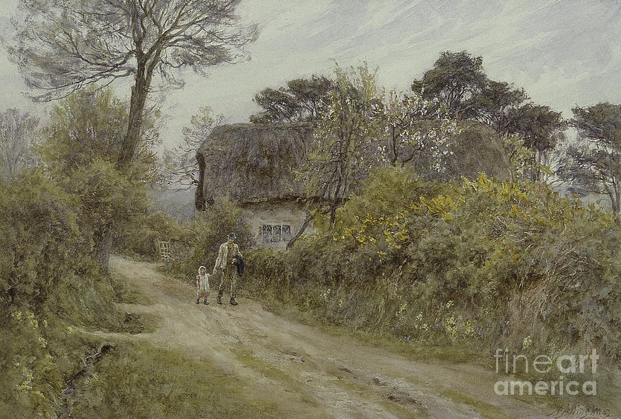 Helen Allingham Painting - A Cottage in the Isle of Wight by Helen Allingham