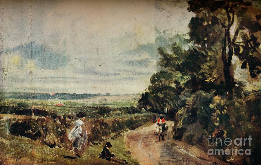 A Country Road With Trees And Figures Drawing by Print Collector