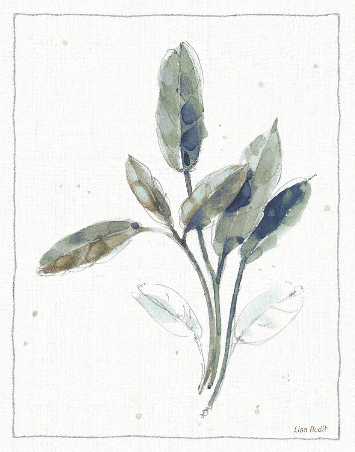 Botanical Painting - A Country Weekend Iv With Navy by Lisa Audit