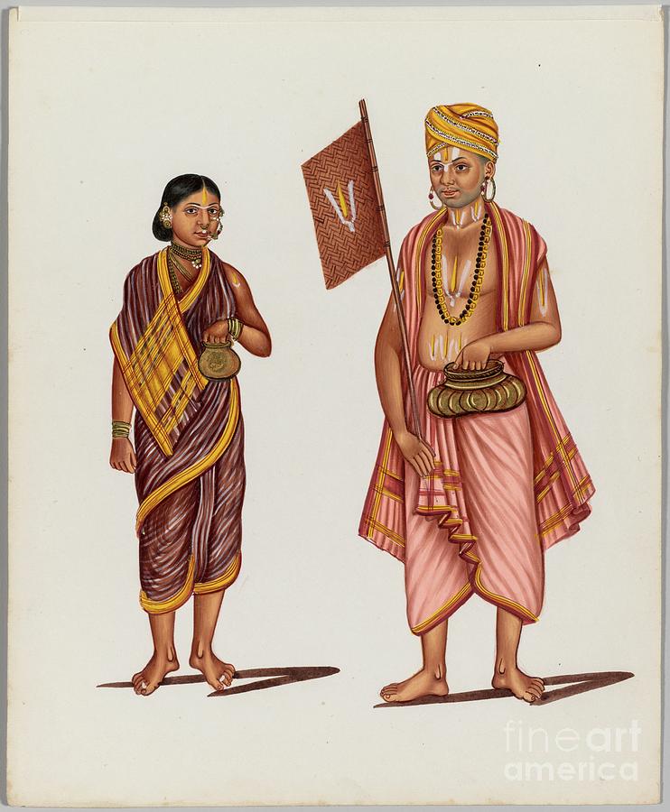 A Couple From The Series Costumes Drawing by Heritage Images