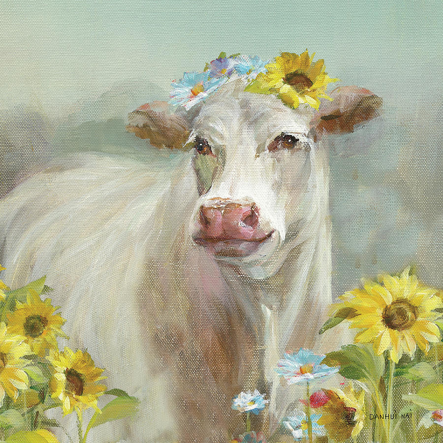 Cow Painting - A Cow In A Crown by Danhui Nai