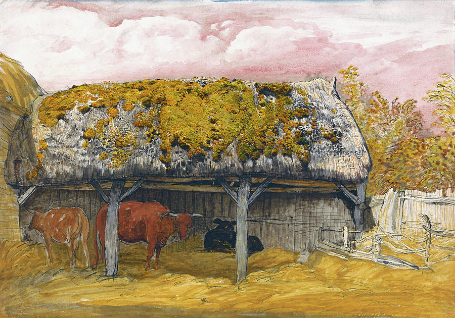 Samuel Palmer Painting - A Cow Lodge with a Mossy Roof - Digital Remastered Edition by Samuel Palmer