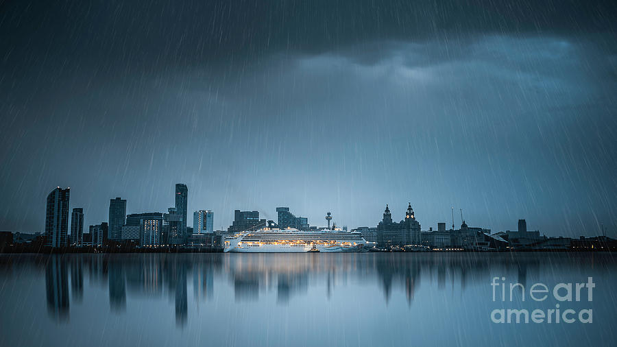 A Cruise Ship Docked At Liverpool Photograph