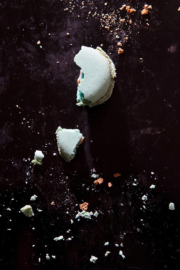 A Crumbled Macaroon seen From Above Photograph by Catja Vedder